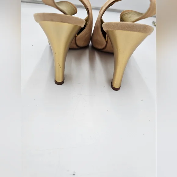 Vintage Peach Suede Via Spiga Slingbacks sz 8 - Picture 5 of 6